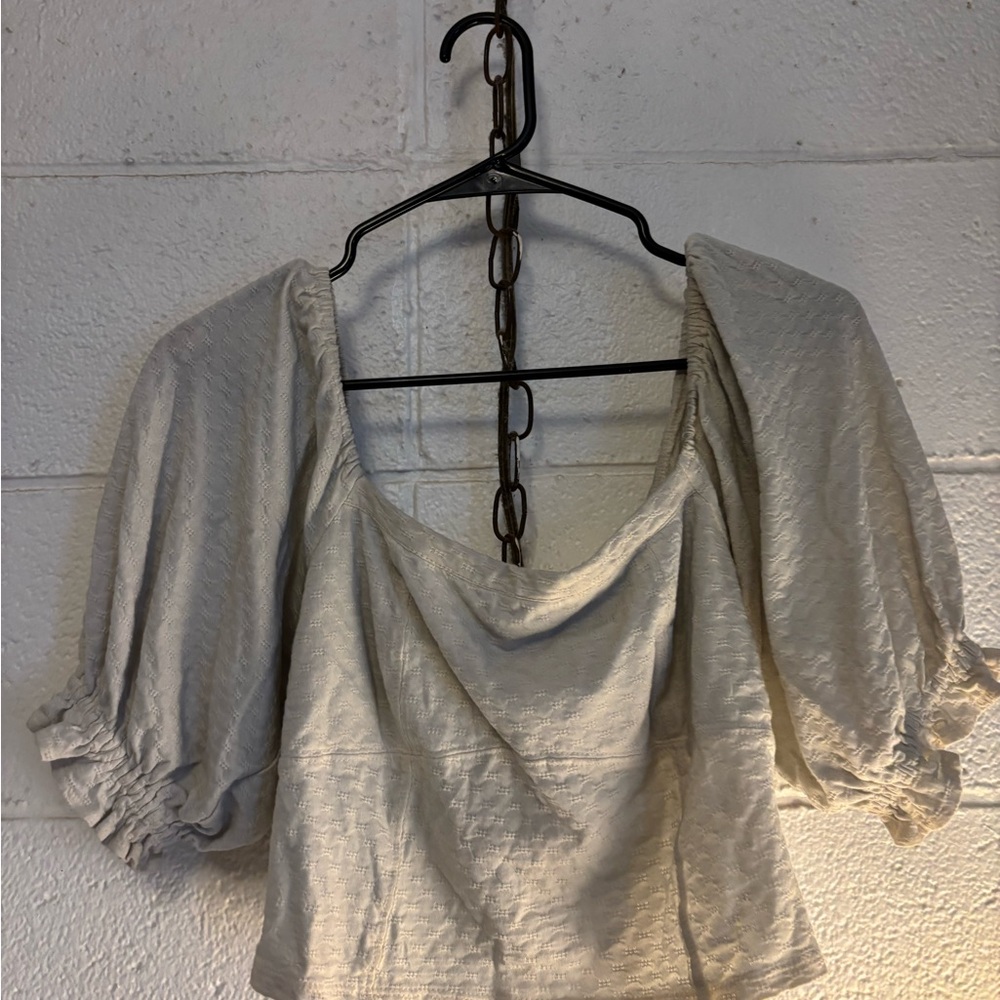 Billabong Cream Puff Sleeve Crop Blouse
